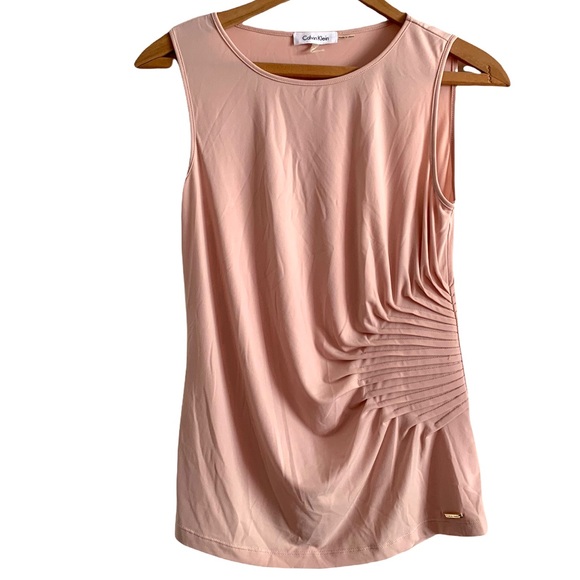 Calvin Klein Light Pink Peach Sleeveless Blouse size Small - Picture 1 of 15